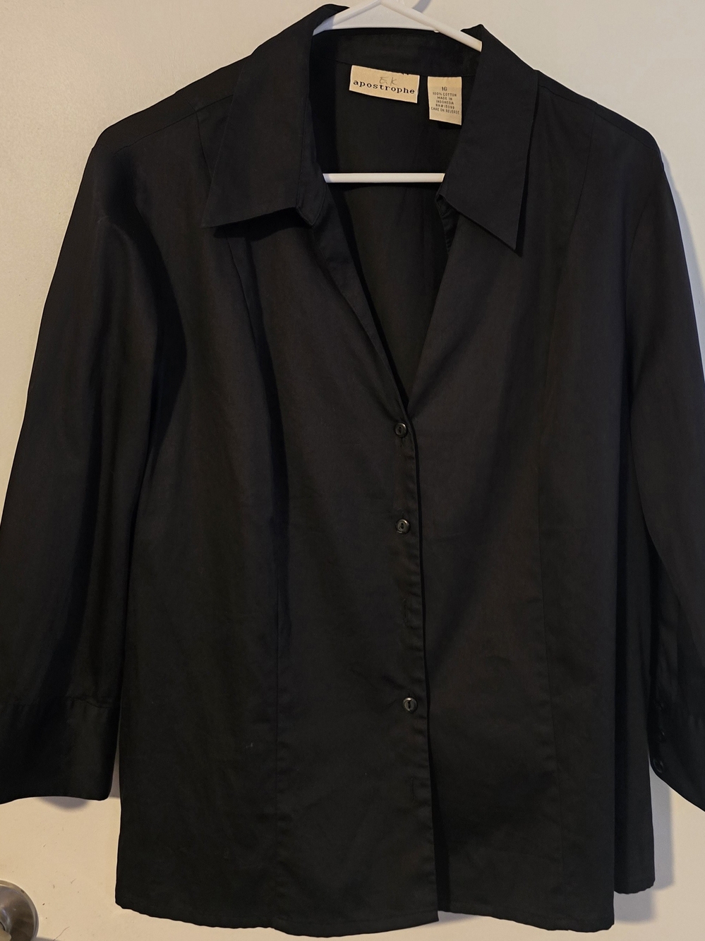 Apostrophe Black Button-Down Women's Shirt